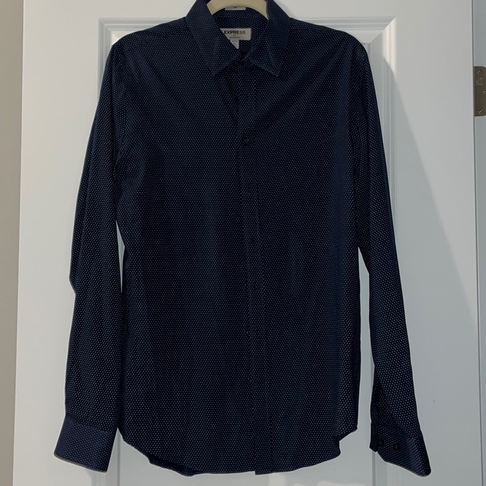 Express Size Small Button Up Navy Blue - image 1